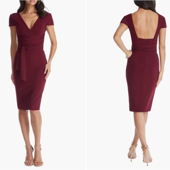 Dress The Population Dress 2XL NWT Dana Dress XXL  $188 Burgundy - Picture 1 of 13